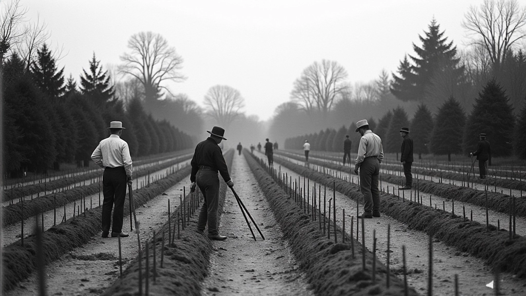 Staré fotografie z počátků založení Průhonického parku z konce 19. století
