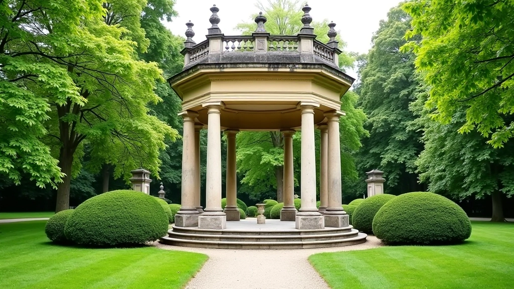 Historický pavilion v zámecké zahradě s otisky starých architektonických prvků